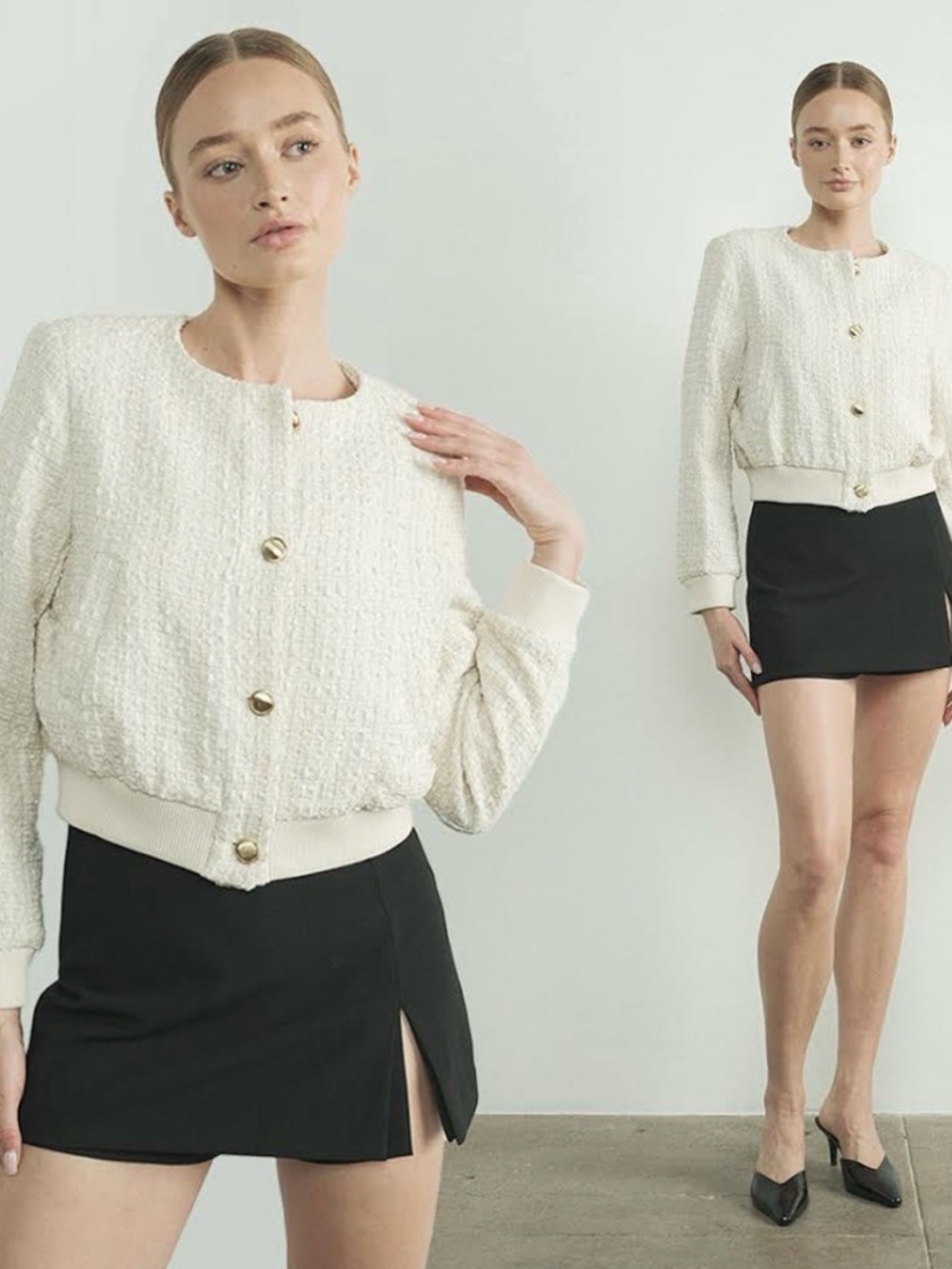 Aaron & Amber Tweed Bomber Jacket, BNWT, size Large